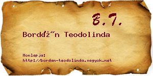 Bordán Teodolinda névjegykártya